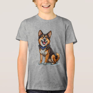 Camiseta Triblenda Perro Feliz con una Bandana Azul