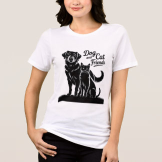 Camiseta Triblenda perro, gato, silueta, amigos, camiseta