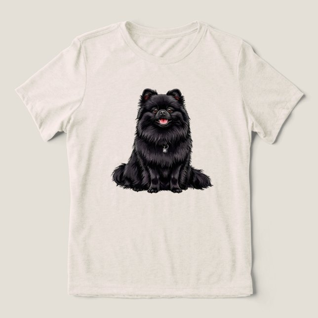 Camiseta Triblenda Perro japonés spitz negro (Diseño delantero )
