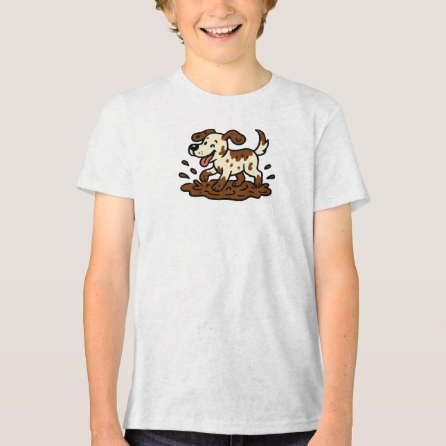 Camiseta Triblenda Perro Jugando en el Barro (Anverso)