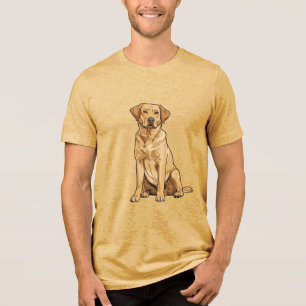 Camiseta Triblenda Perro Labrador Retriever Amarillo Sentado al Estil
