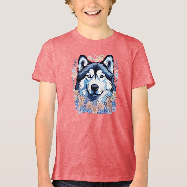 Camiseta Triblenda Perro Malamute De Alaska Rodeado De Olvidantes (Anverso)