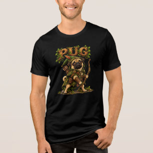 Camiseta Triblenda Perro Pug Divertido Elfo de Madera Guerrero Fantas