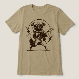 Camiseta Triblenda Perro Pug Heavy Metal Desgarrando Guitarra Eléctri