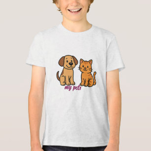 Camiseta Triblenda Perro y gato de dibujos animados