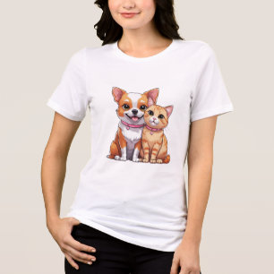 Camiseta Triblenda Perro y Personalizado de gatos kawaii