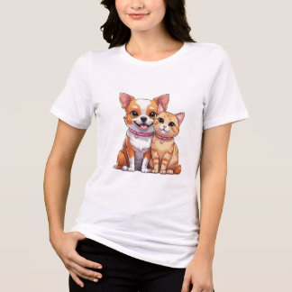 Camiseta Triblenda Perro y Personalizado de gatos kawaii