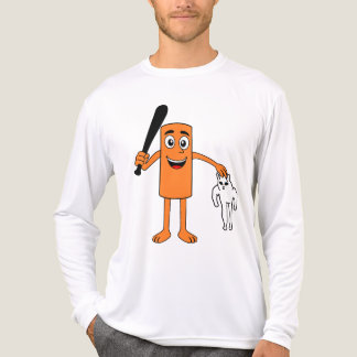 Camiseta Triblenda Personaje de dibujos animados naranja sosteniendo