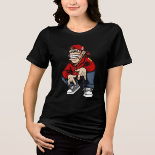 Camiseta Triblenda Personaje de estilo callejero con mascota de mono 