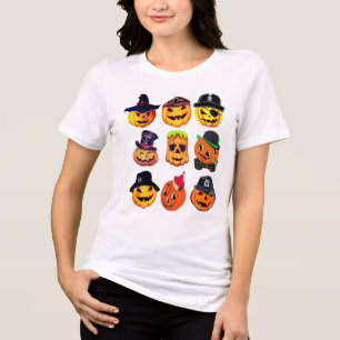 Camiseta Triblenda Personajes de calabaza para mujeres con disfraces
