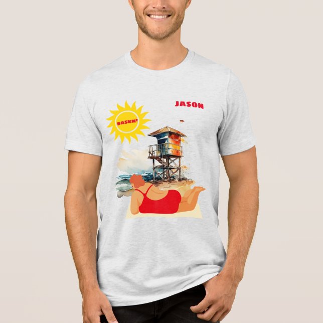 Camiseta Triblenda personalizable "Baskn' in the Sun" (Anverso)