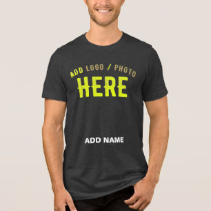CAMISETA TRIBLENDA PERSONALIZABLE MODERNO ELEGANTE CARBÓN NEGRO MARCA