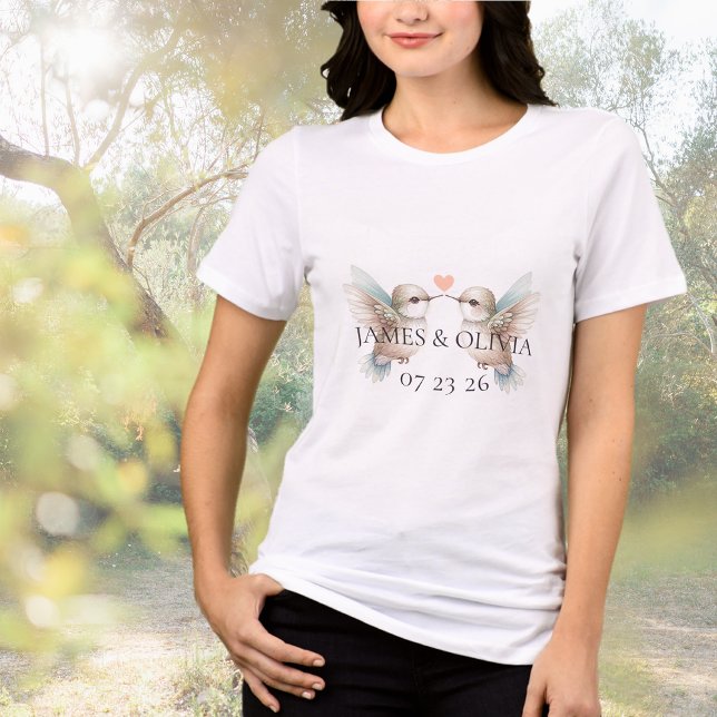 Camiseta Triblenda Personalizado Adorable Hummingbird Boda del corazó (Subido por el creador)