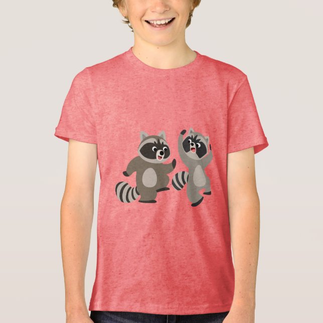 Camiseta Triblenda Personalizado de baile lindo Raccoons camiseta par (Anverso)