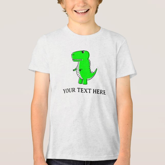 Camiseta Triblenda Personalizado de dibujo de dinosaurios verdes pers (Anverso)