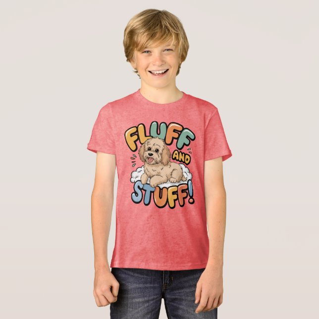 Camiseta Triblenda Personalizado de Fluff and Stuts Cute Goldendoodle (Anverso Completo)