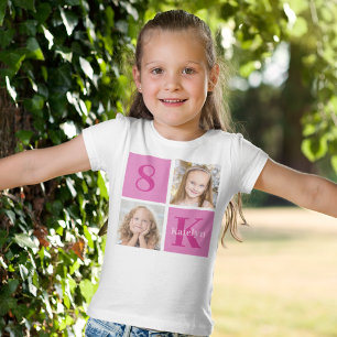 Camiseta Triblenda Personalizado de foto de Chica rosado caliente Niñ
