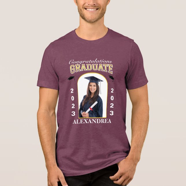 Camiseta Triblenda Personalizado de Graduación de Foto Graduada Felic (Anverso)