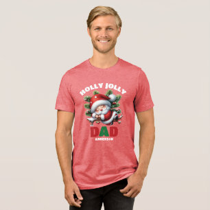 Camiseta Triblenda Personalizado Holly Jolly Dad Nombre de Navidades