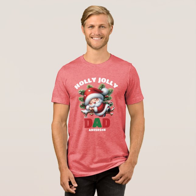 Camiseta Triblenda Personalizado Holly Jolly Dad Nombre de Navidades (Anverso Completa)