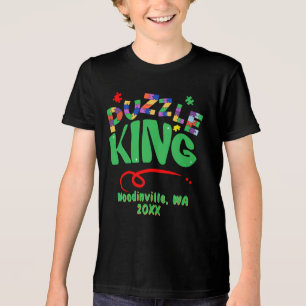 Camiseta Triblenda Personalizado Jigsaw Puzzle King Location Nombre f