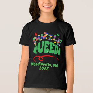 Camiseta Triblenda Personalizado Jigsaw Puzzle Queen Location Date No