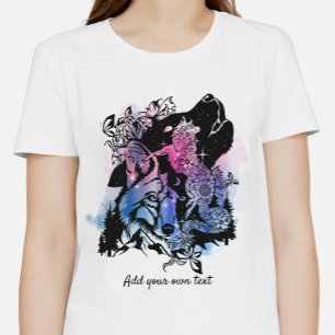 Camiseta Triblenda Personalizado Norteamericano de Arte Coyote   Púrp