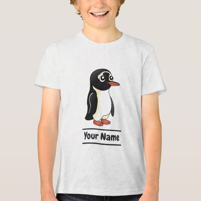 Camiseta Triblenda Personalizado Pingüino Gentoo con texto personaliz (Anverso)