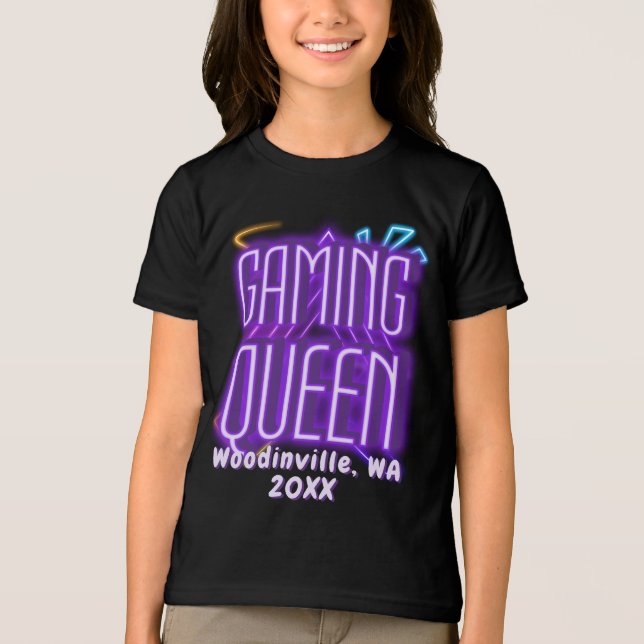 Camiseta Triblenda Personalizado Reina de juegos para el nombre de la (Anverso)