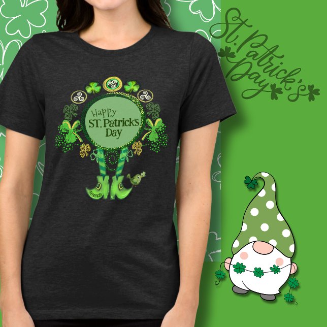 Camiseta Triblenda Personalizado St. Patrick's Day Bird Shamrock Blac (Custom St. Patrick's Day Bird Shamrock Black Tri-Blend Shirt )