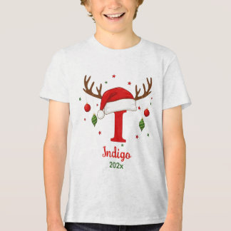 Camiseta Triblenda Personalized Christmas Monogram I Santa Hat