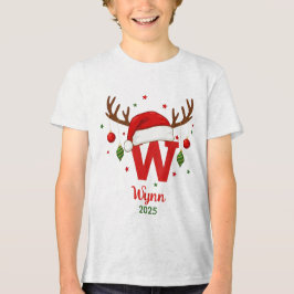 Camiseta Triblenda Personalized Christmas Monogram W Santa Hat
