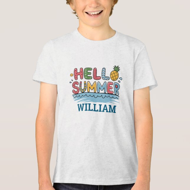 Camiseta Triblenda Personalized Hello Summer Family Matching Vacation (Anverso)
