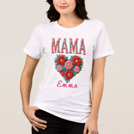 Camiseta Triblenda Personalized Mama Heart Floral Custom Gift
