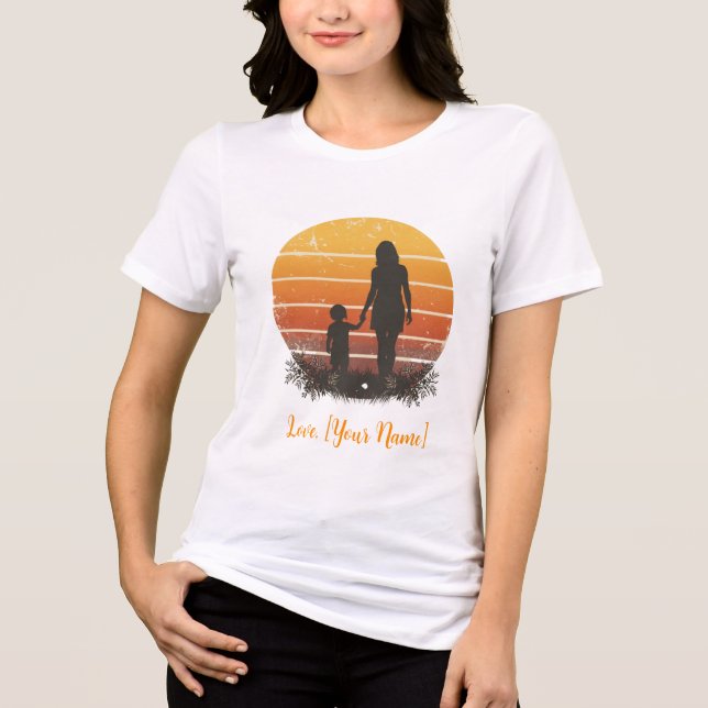 Camiseta Triblenda Personalized Mother and Child Sunset Silhouette  (Anverso)