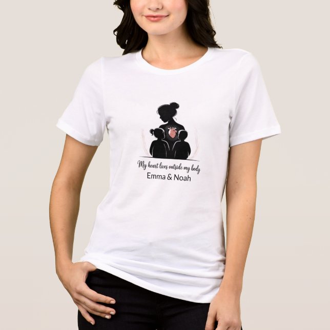 Camiseta Triblenda Personalized Motherhood Silhouette–Custom Mom Gift (Anverso)