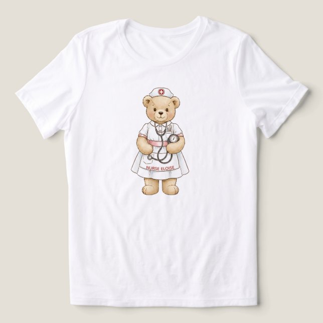 Camiseta Triblenda Personalized Nurse Teddy Bear Custom Name Nursing  (Diseño delantero )