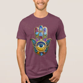 Camiseta Triblenda Pétalos Coloridos Hojas Hamsa Zafiro Tercer Ojo