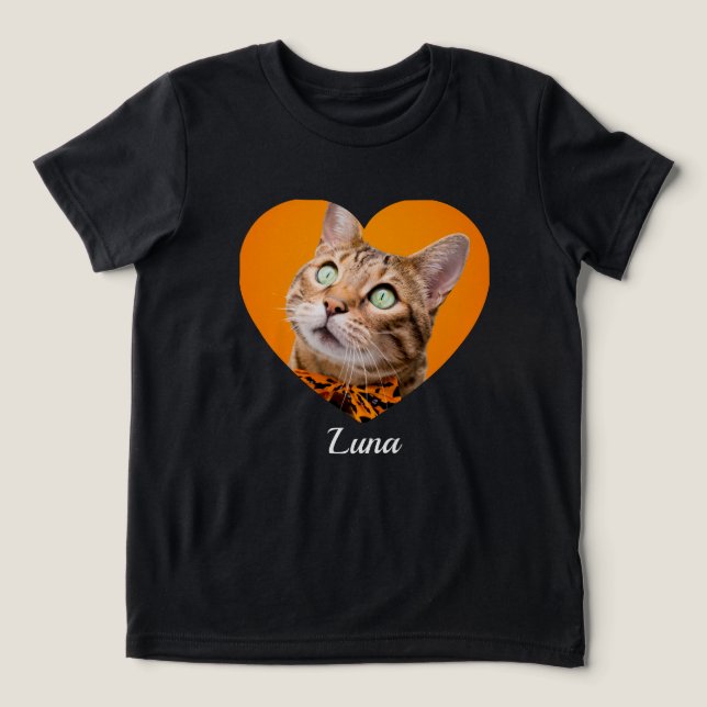 Camiseta Triblenda Pet's Cute Modern Typography Name and heart Photo (Diseño delantero )