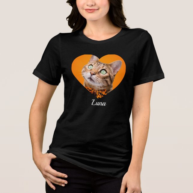 Camiseta Triblenda Pet's Cute Modern Typography Name and heart Photo (Anverso)