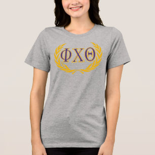 Camiseta Triblenda Phi Chi Theta Griego con Corona