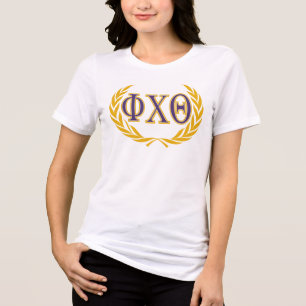 Camiseta Triblenda Phi Chi Theta Griego con Corona