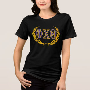 Camiseta Triblenda Phi Chi Theta Griego con Corona