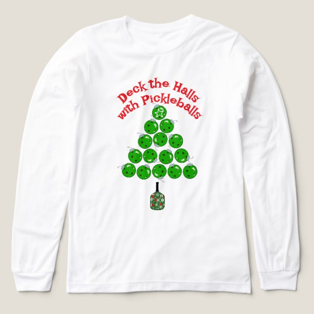 Camiseta Triblenda Pickleball Christmas Tree Deck the Halls (Diseño frontal)