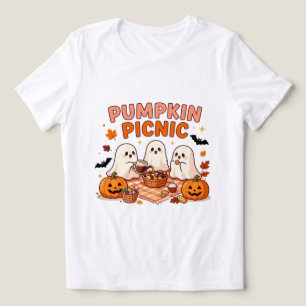 Camiseta Triblenda Pícnic de Calabaza Fantasma Lindo Halloween