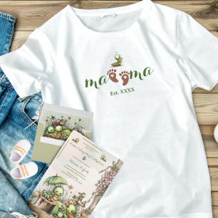 Camiseta Triblenda Pies de Bebé Marrón Adorables Corazón Mamá y Oruga