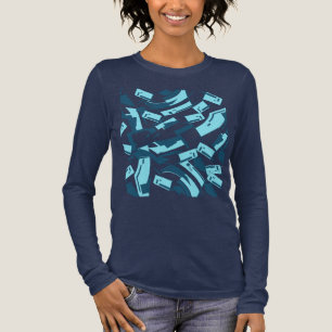 Camiseta Triblenda Piezas dispersas Aqua Turquoise Blue Diagonal