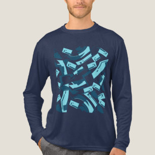 Camiseta Triblenda Piezas dispersas Aqua Turquoise Blue Diagonal
