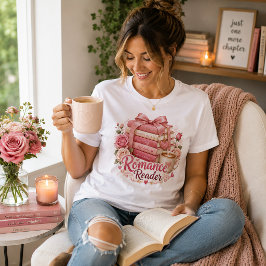 Camiseta Triblenda Pila de Libros Rosados Lector de Romance
