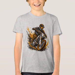 Camiseta Triblenda Piloto de Motocross Derrapando a Traves del Barro
